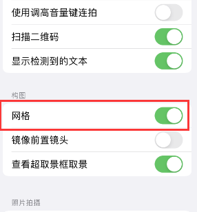 定襄苹果手机维修网点分享iPhone如何开启九宫格构图功能