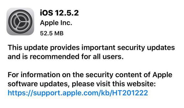 定襄苹果手机维修分享iOS12.5.2发布，建议所有老苹果用户安装 